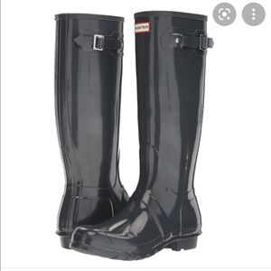 Hunter Original Tall Gloss rain boots dark slate